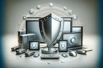 A shield icon protecting various modern devices, symbolizing secure and easy IPTV setup.
