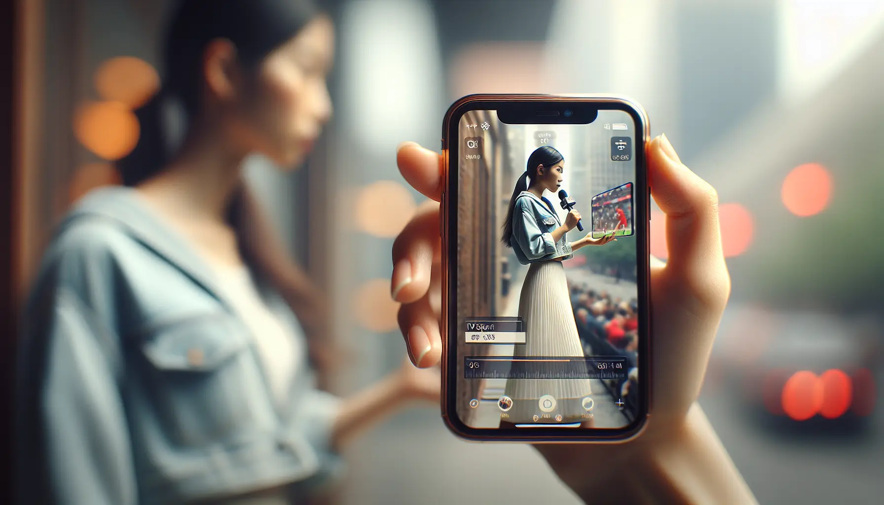 A person holding an iPhone playing a live sports channel, demonstrating IPTV streaming.