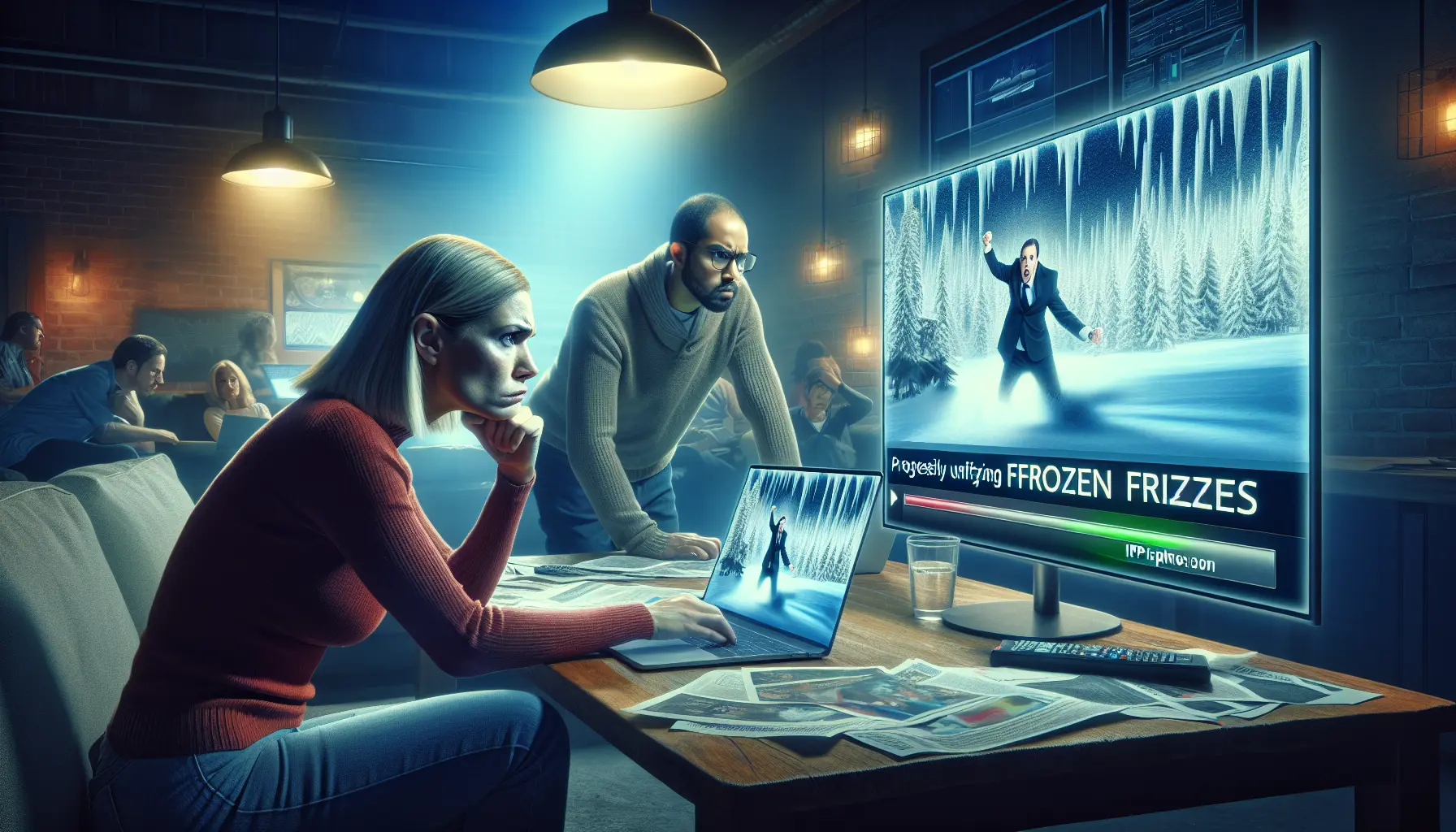 Frustrated by a frozen IPTV stream? This image shows the problem and the solution for fixing it.