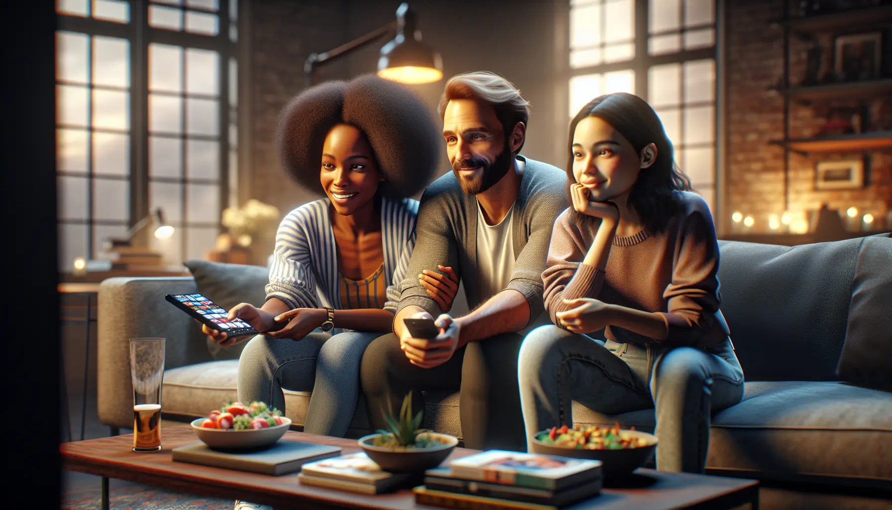 Real Dutch users enjoying diverse IPTV content on a large TV and smartphone in a cozy living room.