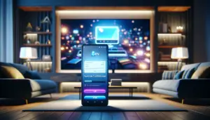 alt_text: A smartphone screen showing a secure iDEAL payment for an IPTV subscription, with a modern TV in the background.