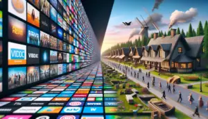 A split-screen comparison between a generic IPTV's vast channel selection and Ziggo GO's familiar Dutch interface.