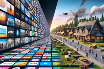 A split-screen comparison between a generic IPTV's vast channel selection and Ziggo GO's familiar Dutch interface.