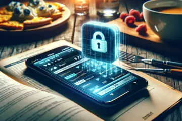 A smartphone displaying an IPTV guide, protected by a VPN lock icon symbolizing security.