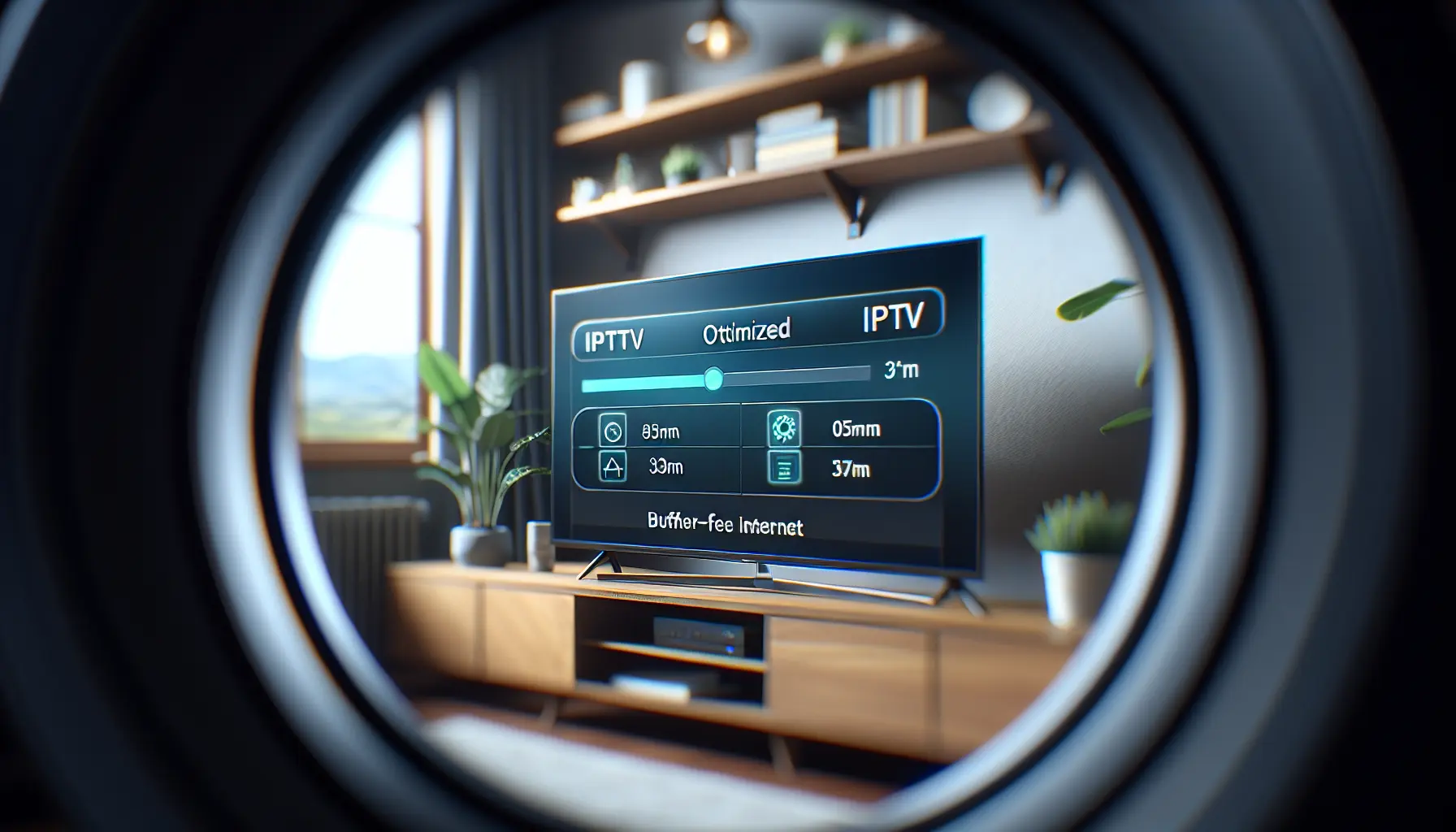 Modern IPTV TV with optimized settings and fast internet for buffer-free streaming.