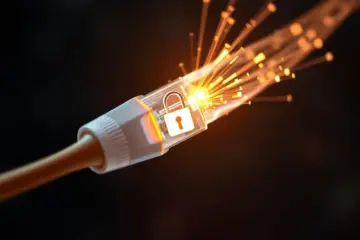 alt_text: A high-tech fiber optic cable with a glowing digital lock being bypassed by shimmering data streams on a dark network.