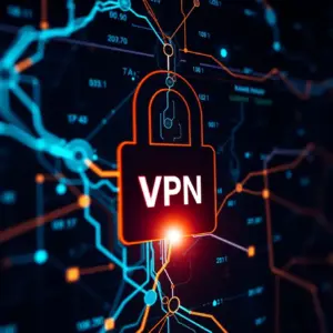 alt_text: A VPN lock blocks glowing data streams on a network map, but one bright stream bypasses it, set against a dark, techy background with Dutch flag colors.